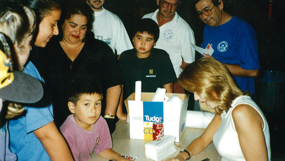 Autograph hunters at Shellharbour's Australia Day awards 1997
