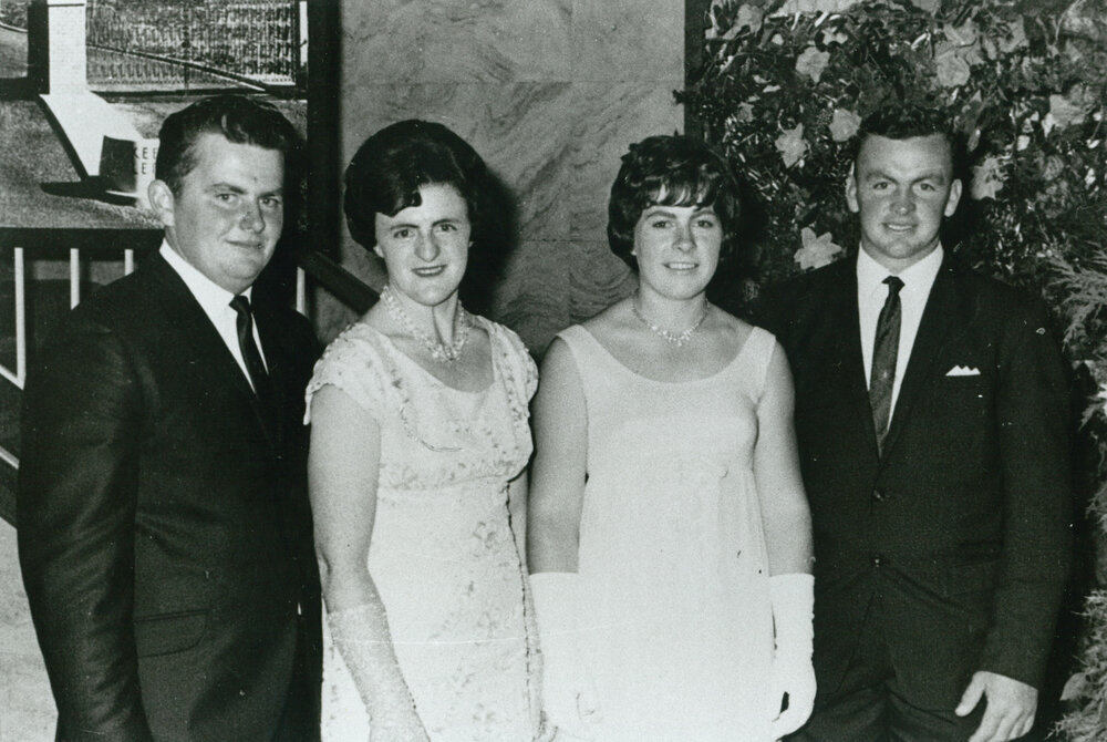 Brian Downes, Betty Metcalf, ?, Colin Swan at the Albion Park Show Ball