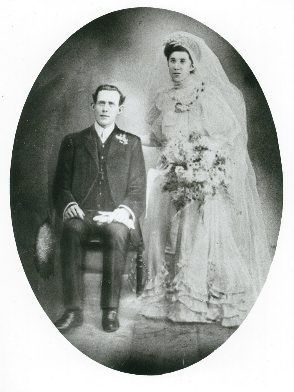 Wedding portrait of Alfred Thomas &amp; Edith May Gabb