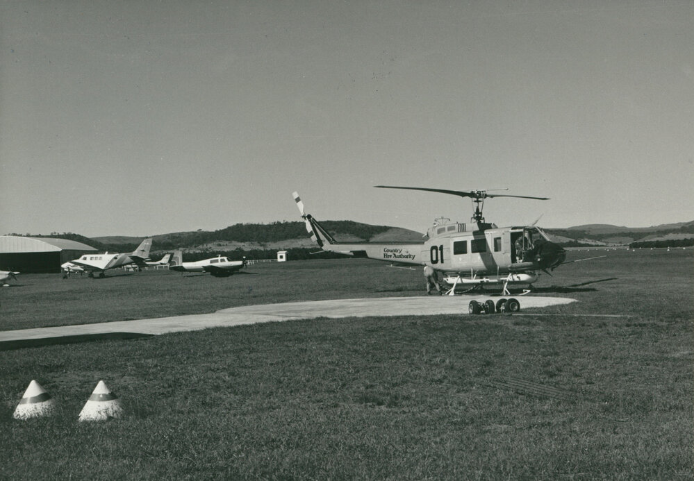Helicopter at Albion Park Aerodrome 1986