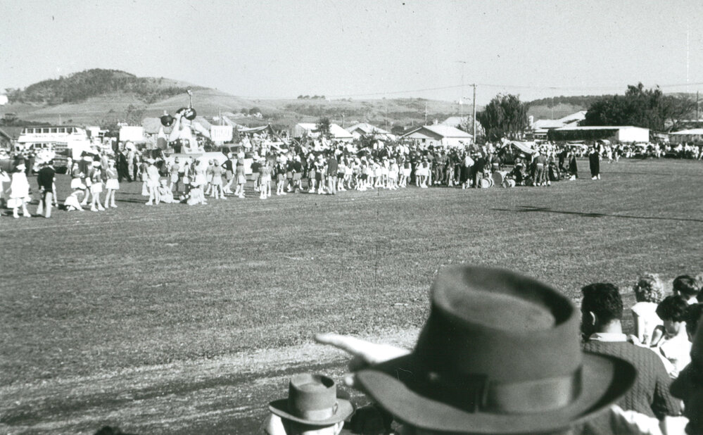 Marching girls at Albion Park during the 1959 Shellharbour Centenary Parade