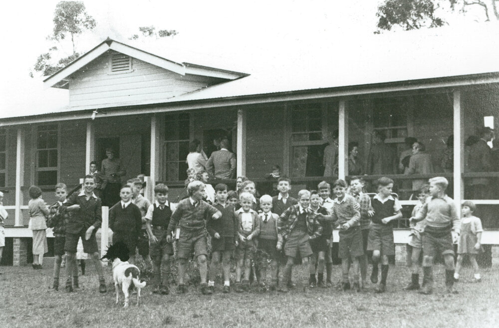 Boys at the opening of Oak Flats Primary School 1952