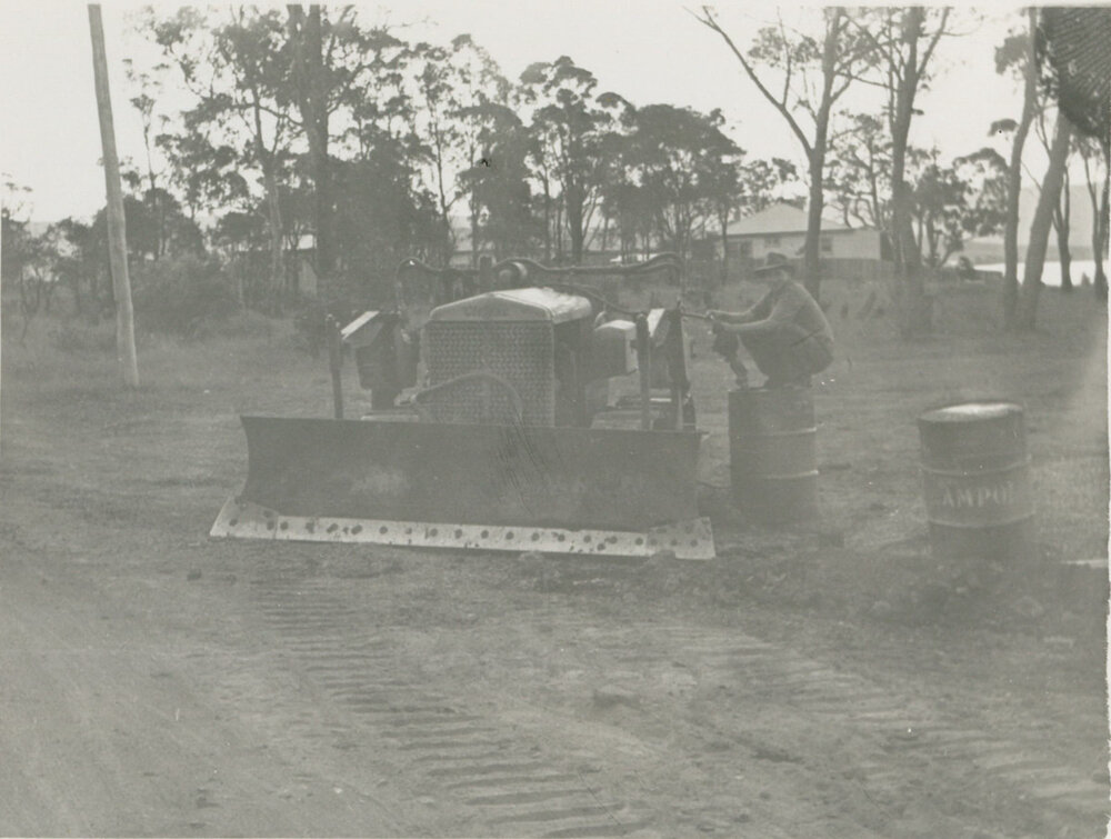 Bulldozer at Oak Flats development c.1950s