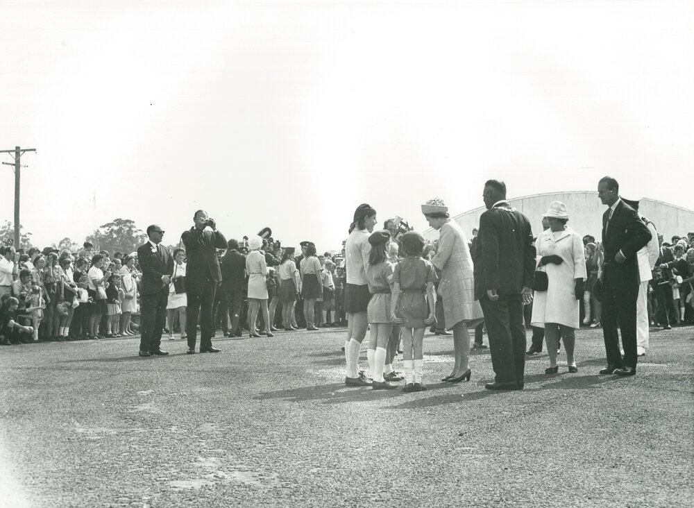 The Queen and Prince Philip at Albion Park Aerodrome