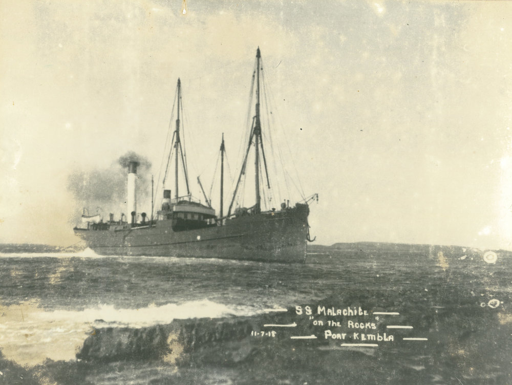 SS 'Malachite' on the rocks at Port Kembla