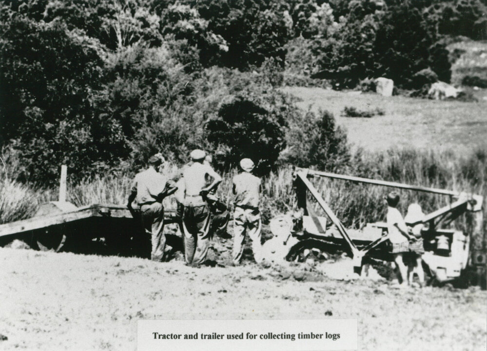 Tractor and trailer used for collecting timber logs at Tongarra Sawmill