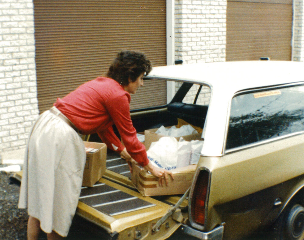 Diane Taylor loading books for the Shellharbour Library house bound service