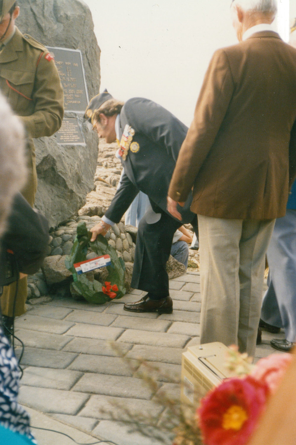 Laying wreaths at the Bass Point shipwreck memorial
