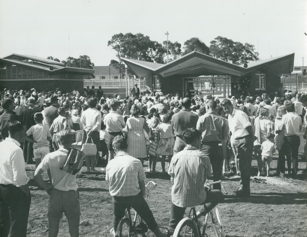 Crowd at the opening of Oak Flats Olympic Pool 1965