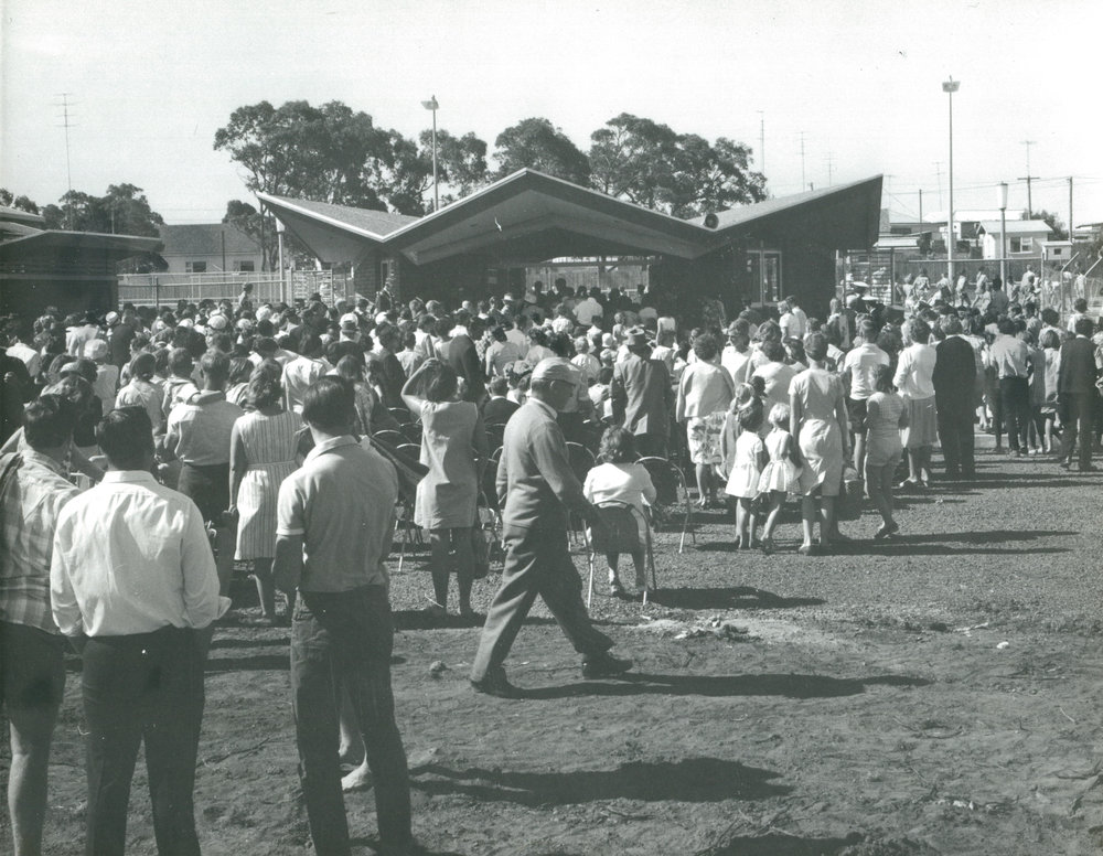 Crowd at the opening of Oak Flats Olympic Pool 1965