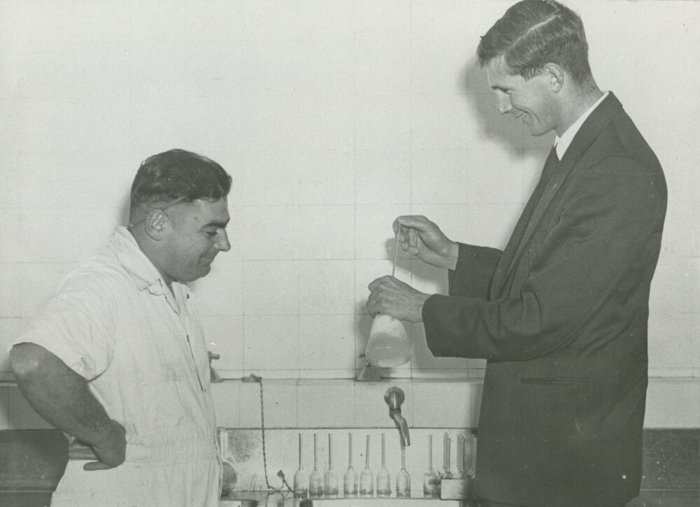 Testing milk at the Illawarra Cooperative Central Dairy factory 1950