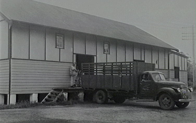 Cec Sweeney outside the produce store, Illawarra Cooperative Central Dairy factory