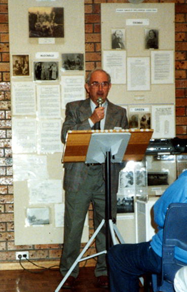 Kevin Gillis, President of Tongarra Heritage Society, at the launch of 'Albion Park Saga' by Bert Weston