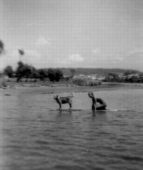 Wendy Fletcher and her dog Scamp at Little Lake in the 1960s