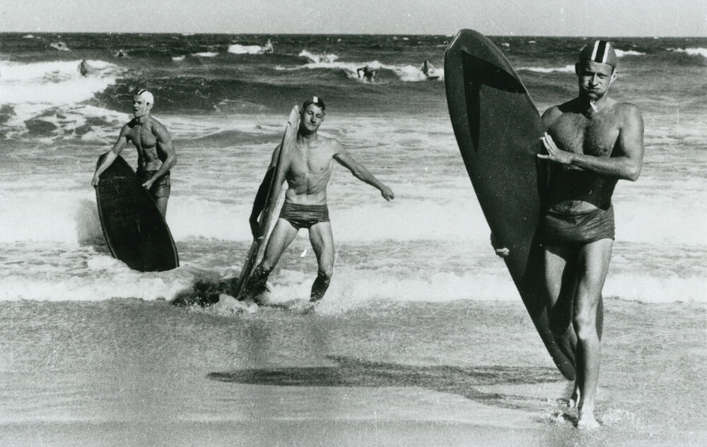 Surf carnival Open Board Race at Warilla Beach mid 1960s