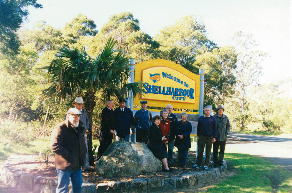 Aldermen and Tongarra Heritage Society members at Macquarie Pass plaque