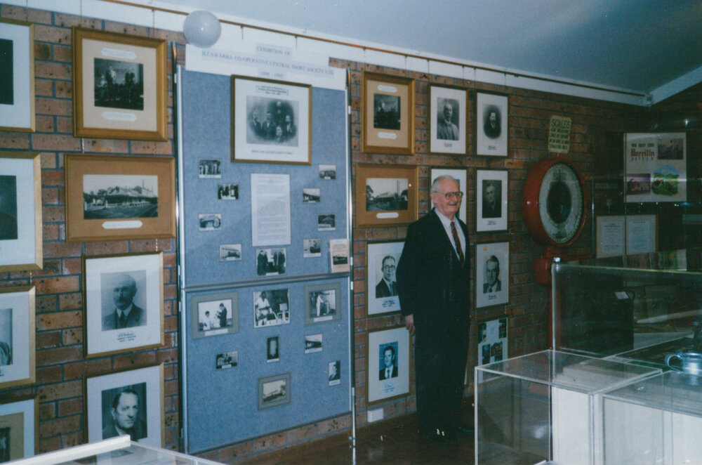 Ray Carmody enjoying the Illawarra Cooperative Central Dairy exhibition at Tongarra Museum