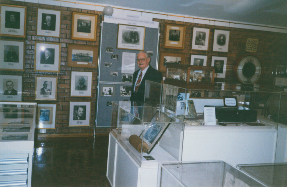 Ray Carmody enjoying the Illawarra Cooperative Central Dairy exhibition at Tongarra Museum