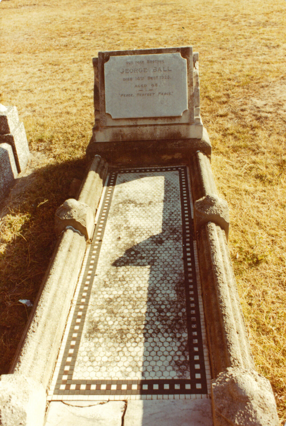 George Ball's headstone, Albion Park Pioneer Cemetery