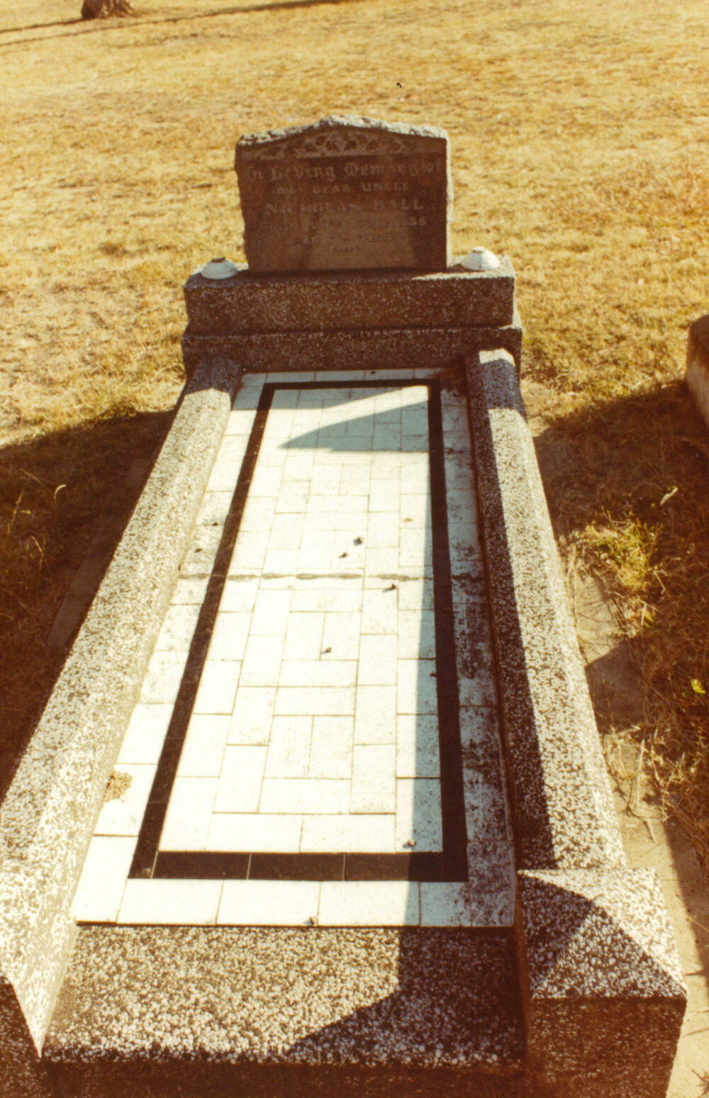 Nicholas Ball's headstone, Albion Park Pioneer Cemetery