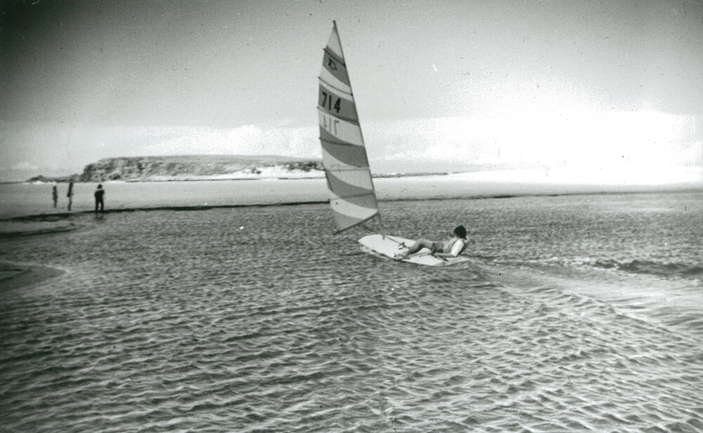 Tony Hawkins sailing at Lake Illawarra Entrance