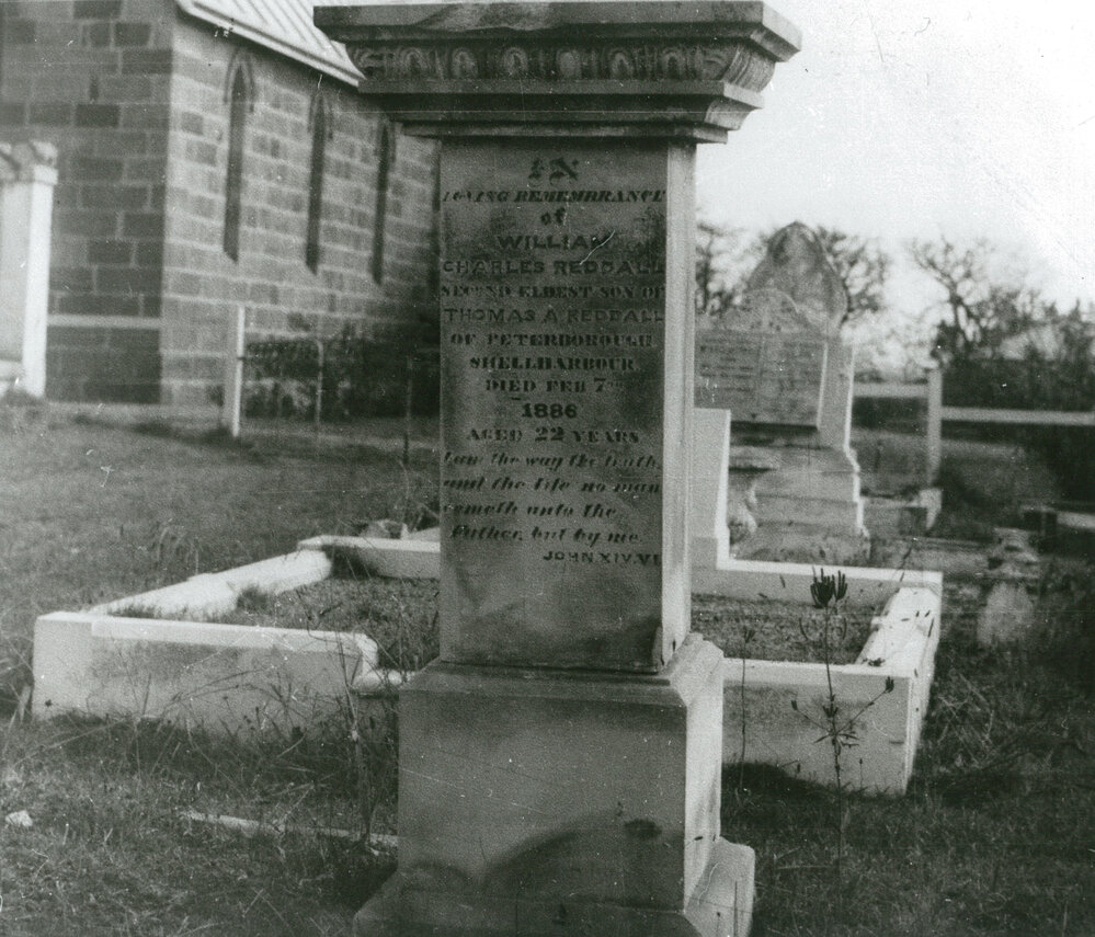 William Charles Reddall's headstone at All Saints Church of England, Albion Park