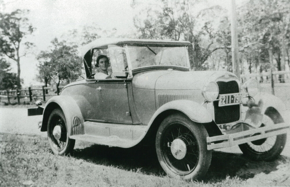 Sheila Benson collecting Council rates in an 'A' Model Ford