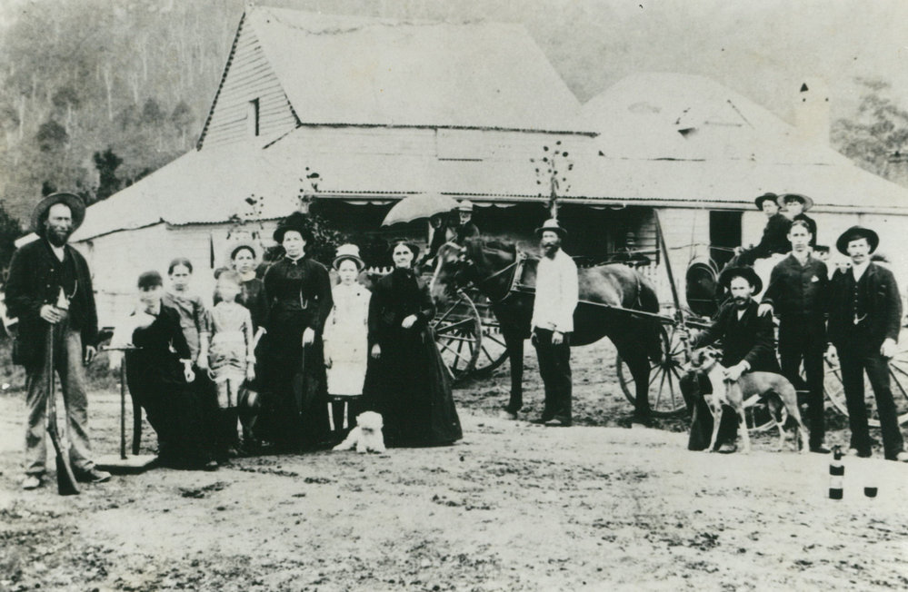 Family group outside what is possibly the Tongarra Creamery, Tongarra