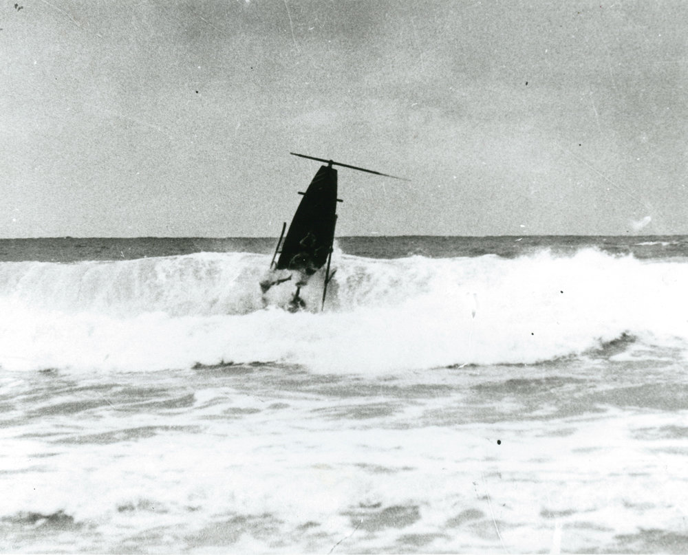 Surfboat wipe-out 1950s style