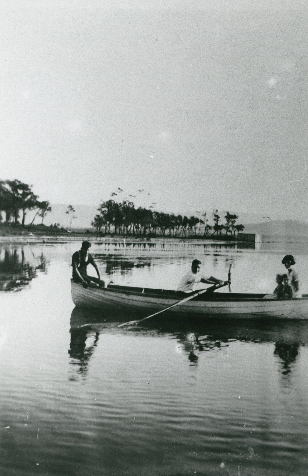 The McIlquham Family in a boat on Lake Illawarra 1934