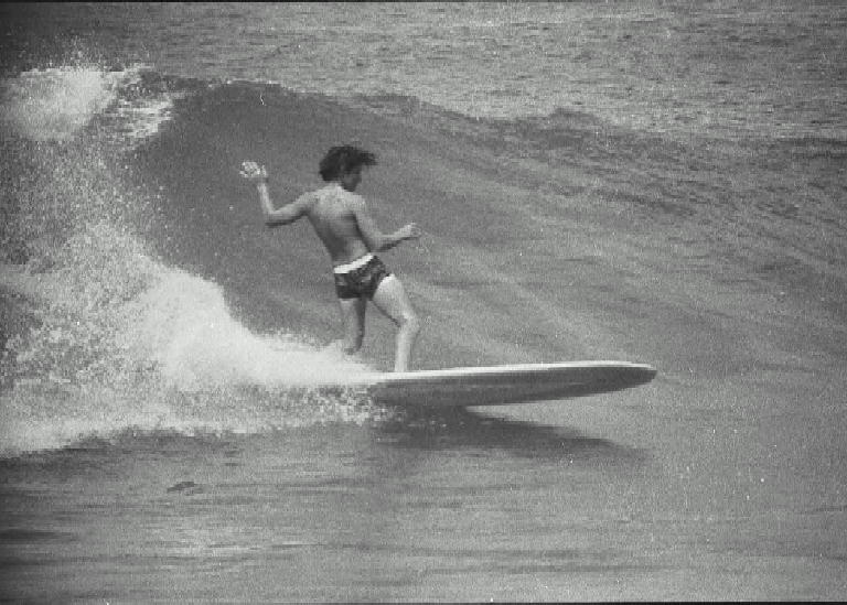 Paul Shacklock surfing at Windang Island 1964