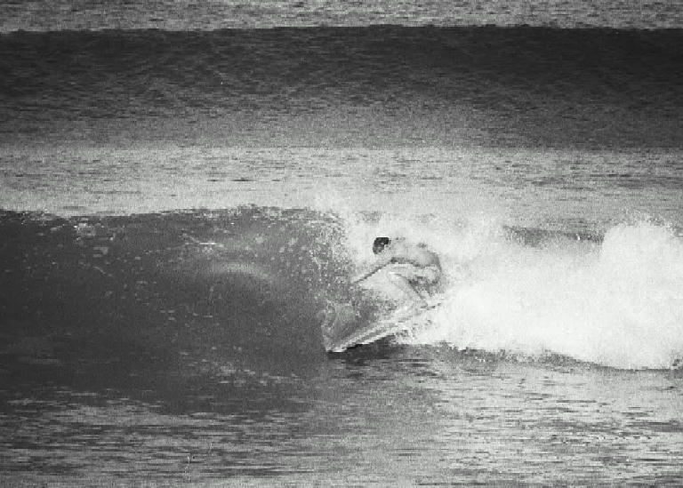 Peter Mallard surfing at Warilla Beach 1964