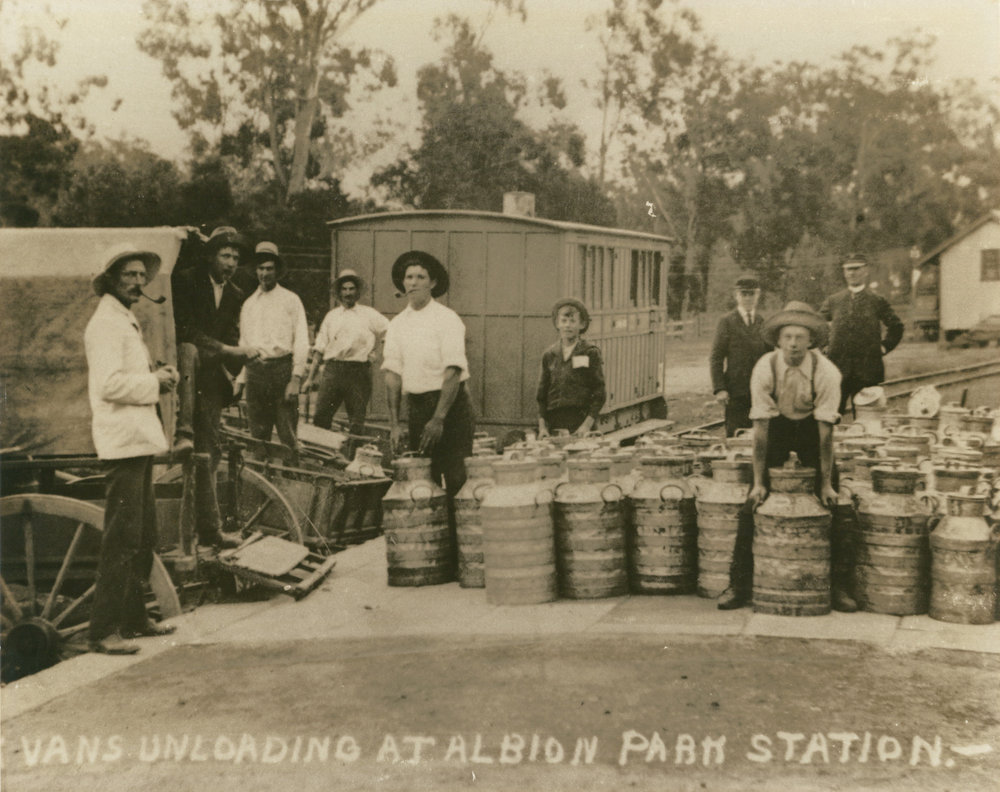 Unloading Milk Cans at Albion Park Station