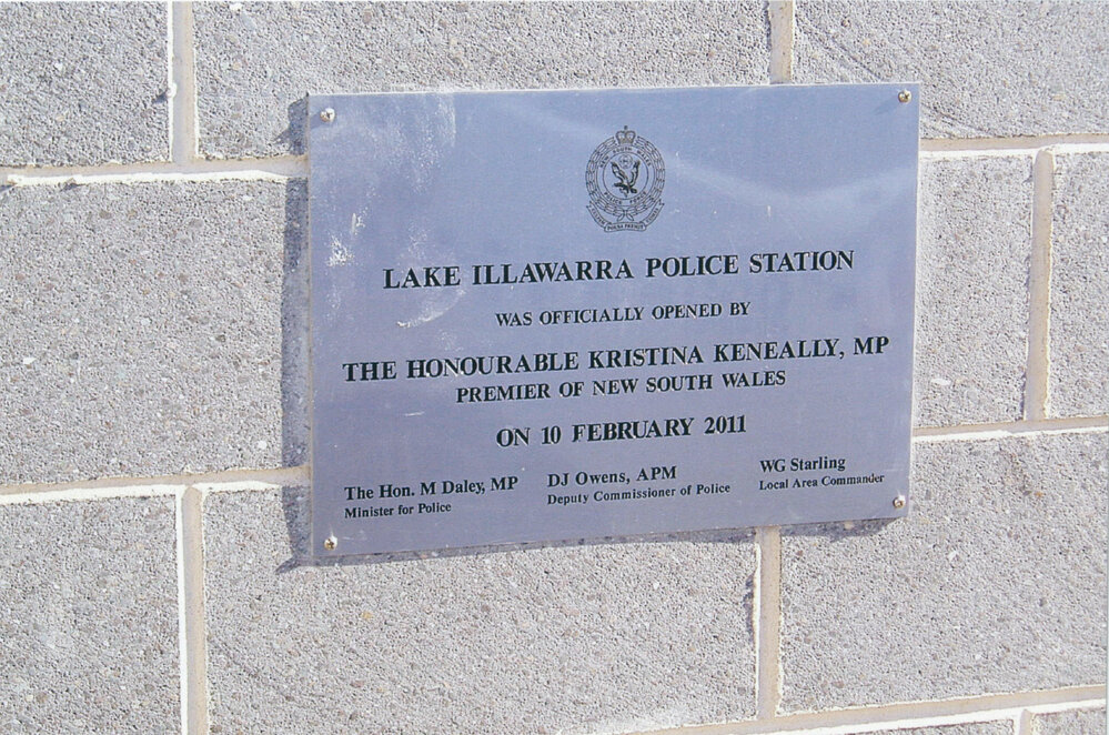 Lake Illawarra Police Station Plaque