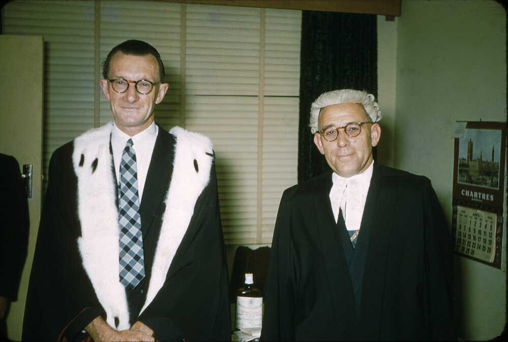 Mayor William R Wilson and Town Clerk Stanley Teggins