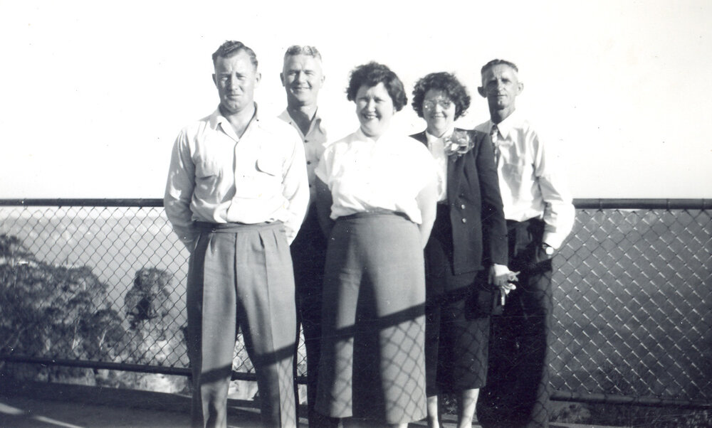 Ray O'Gorman, Clive Johnson, Thelma O'Gorman, Mrs Johnson and Lew Stubbs