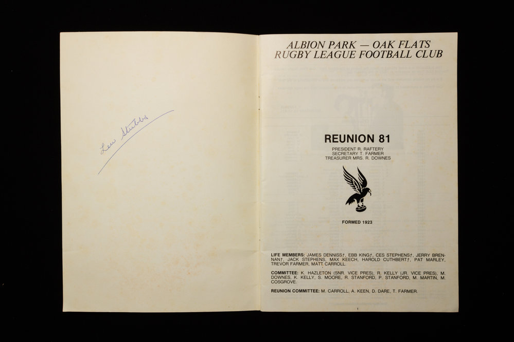 Albion Park Oak Flats Rugby League Football Club Reunion 1981 Lew