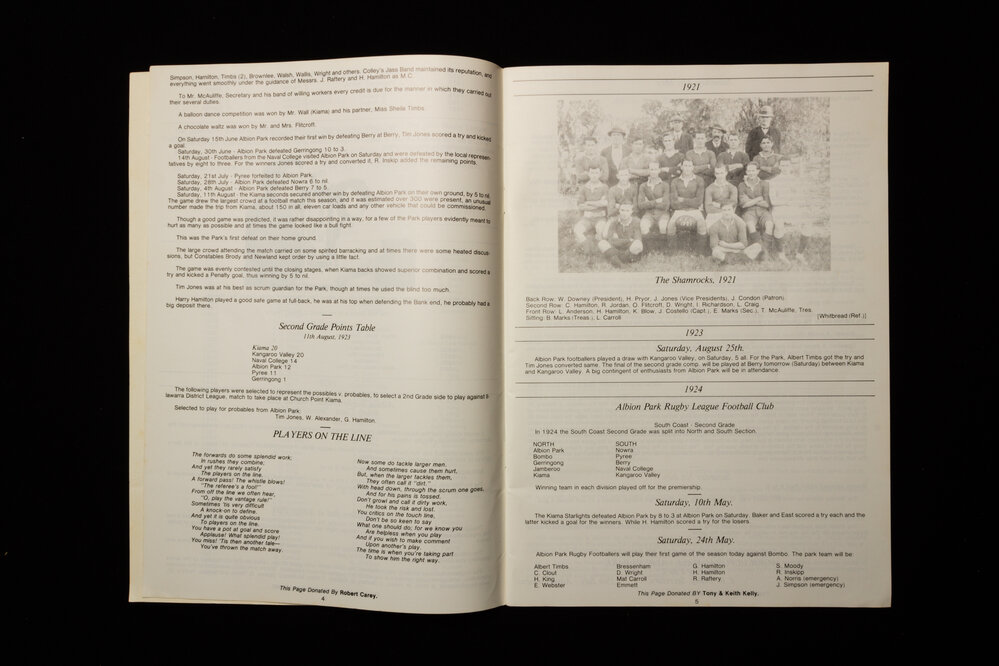 Albion Park Oak Flats Rugby League Football Club Reunion 1981 Lew
