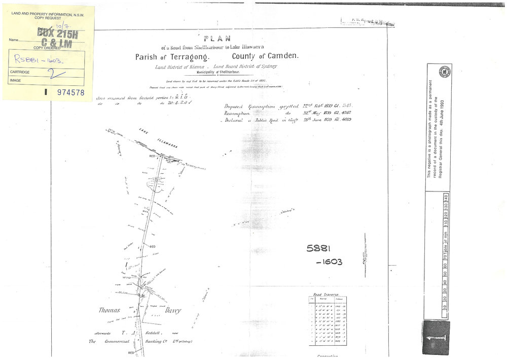 Plan Shellharbour Road to Lake Illawarra