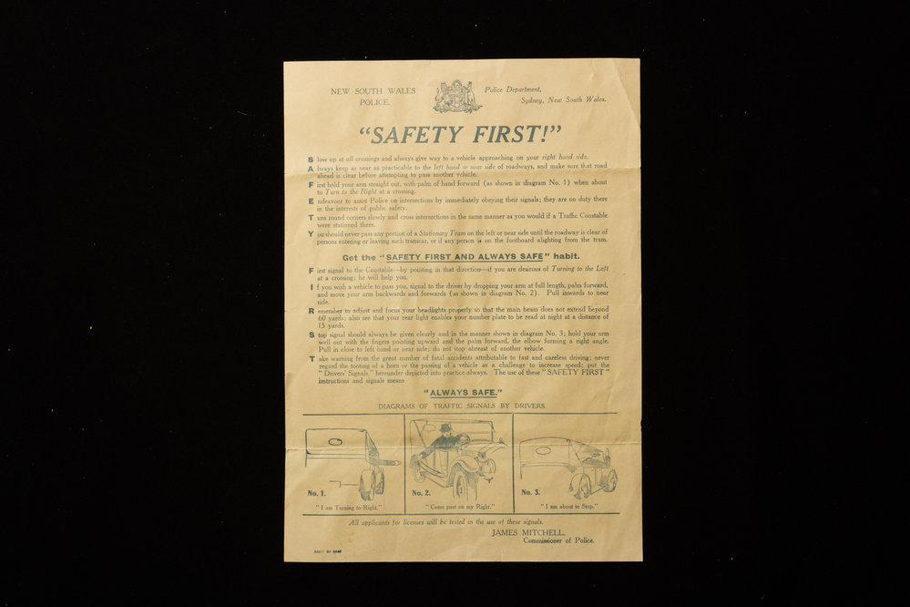 New South Wales Police Safety First Instructions