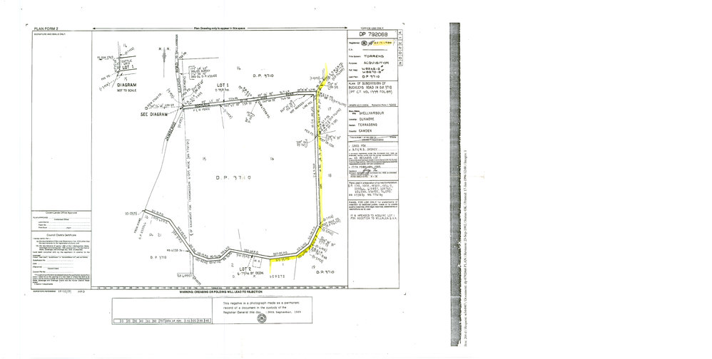 Plan of Subdivision of Buckleys Road in DP 3710