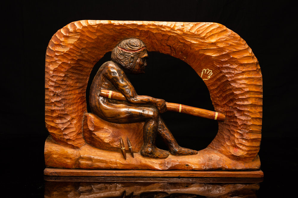 Wood Carving Sam Endean Aborginal Figure