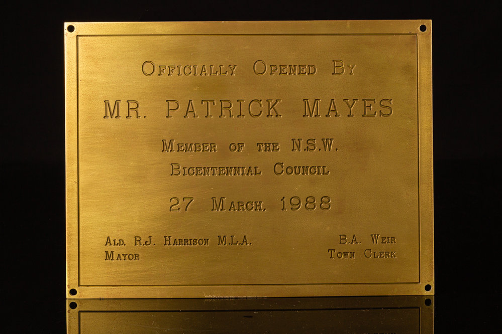Tongarra Museum Official Opening Plaque