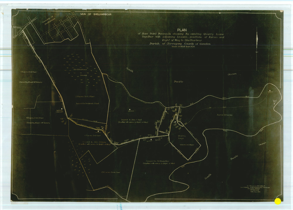 Plan Showing Quarry Lease and Adjoining Leases Bass Point and Shell Cove 