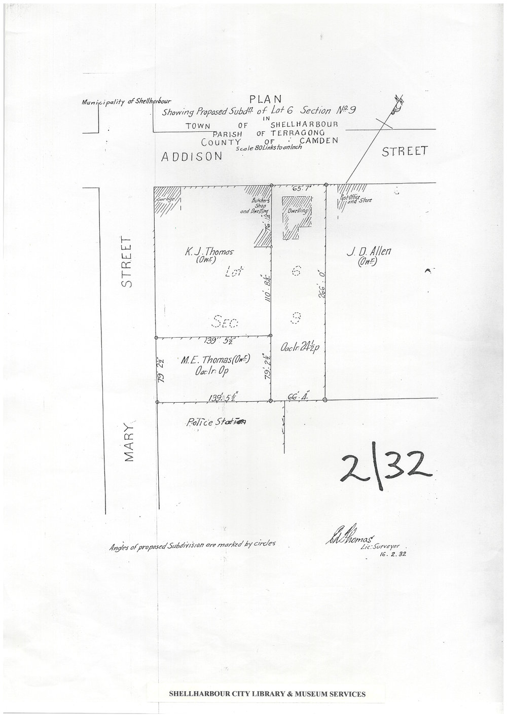 Plan Proposed Subdivision Lot 6 Section 9 Town of Shellharbour