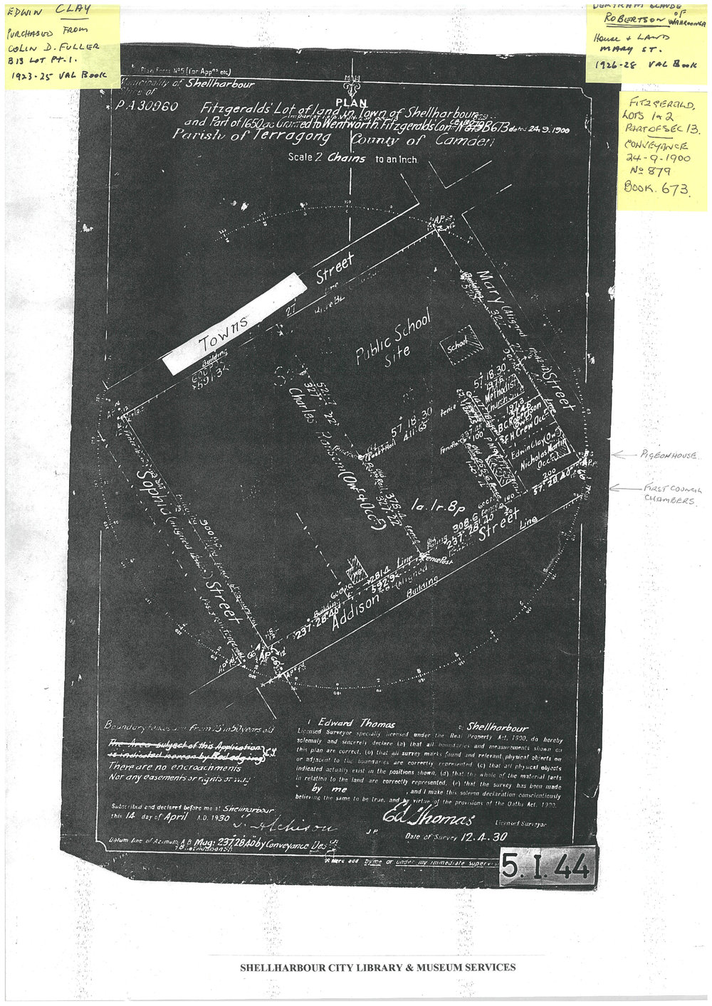 Plan Fitzgerald's Lot Shellharbour 