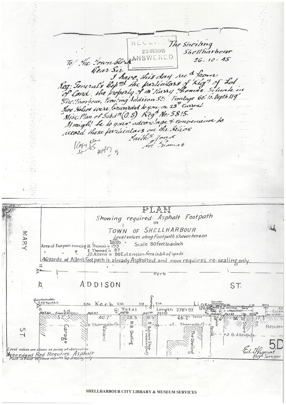 Plan Showing Required Asphalt Footpath in Shellharbour