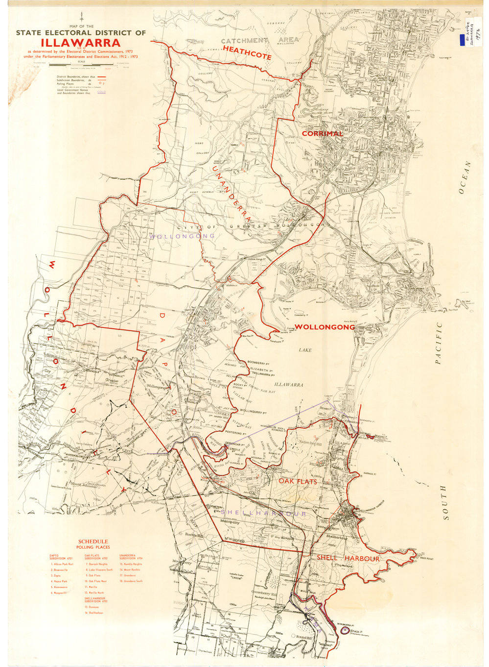 State Electoral District Illawarra 1973