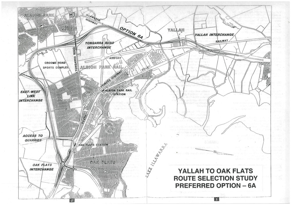 Albion Park Bypass Yallah to Oak Flats Preferred Option 6A