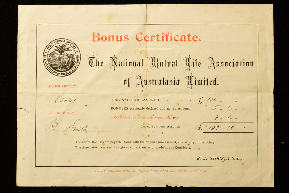 Bonus Certificate National Mutual Life Association of Australia Limited